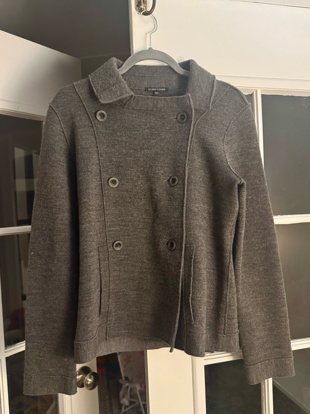Eileen Fisher Merino Wool Double-Breasted Coat – XS